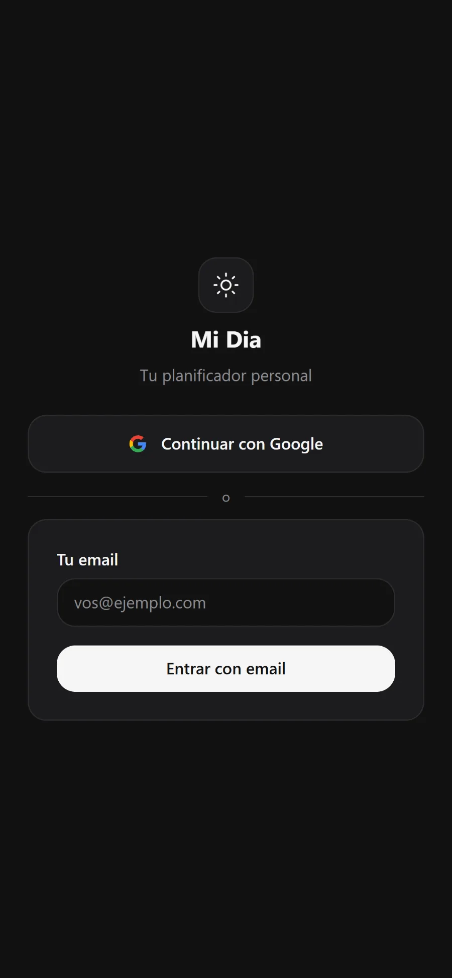 Mi Día instalada como una app en el celular.