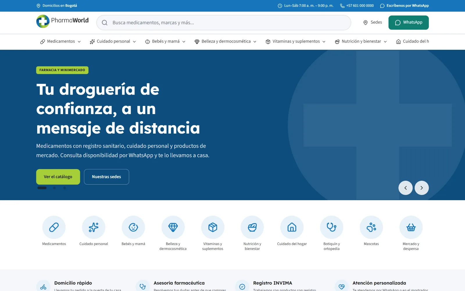 Página de inicio de PharmaWorld.